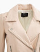 Blouson nude en cuir d'agneau détails zips femme-3