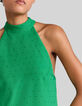Robe menthe décor strass ton sur ton Femme-5