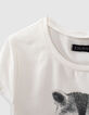 T-shirt blanc cassé à visuel raton-laveur fille-6