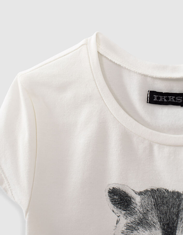 Cremeweißes Mädchen-T-Shirt mit Waschbären-Motiv - IKKS