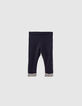 Leggings navy con vuelta de microflores bebé niña-1