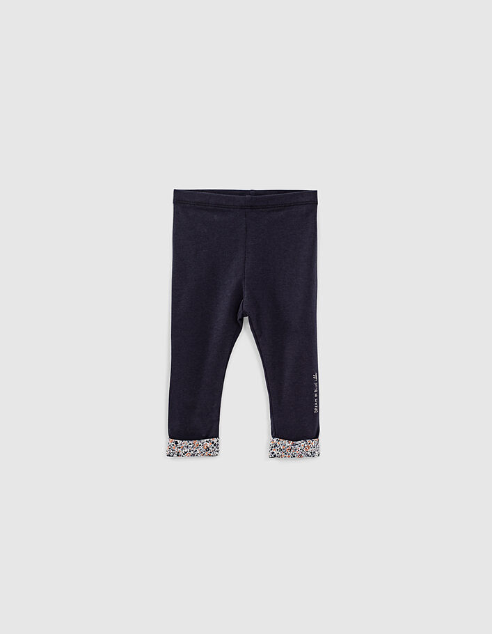 Baby girls’ navy leggings with microflower turnups