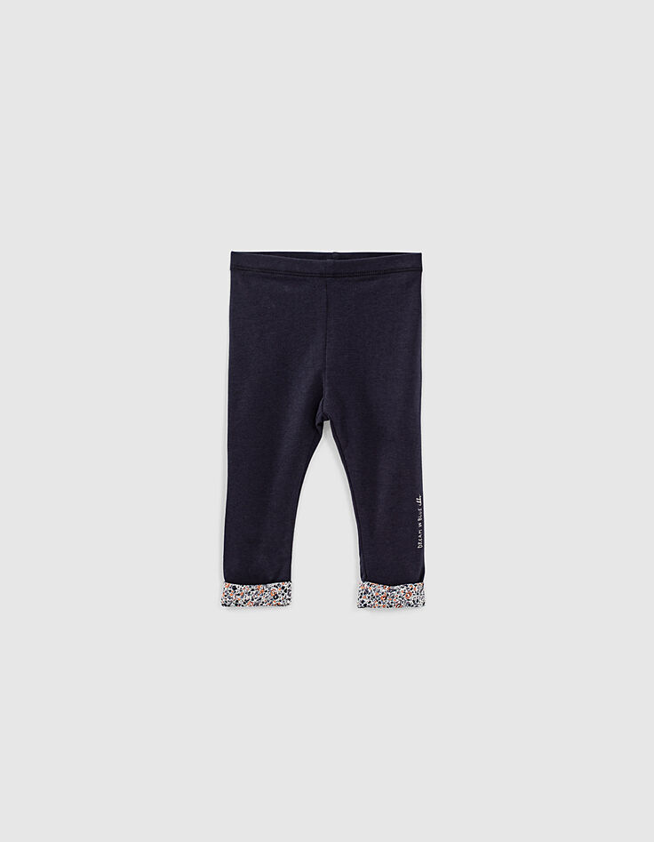 Leggings navy con vuelta de microflores bebé niña-1