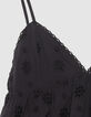Robe fines bretelles noire broderie anglaise Femme-2