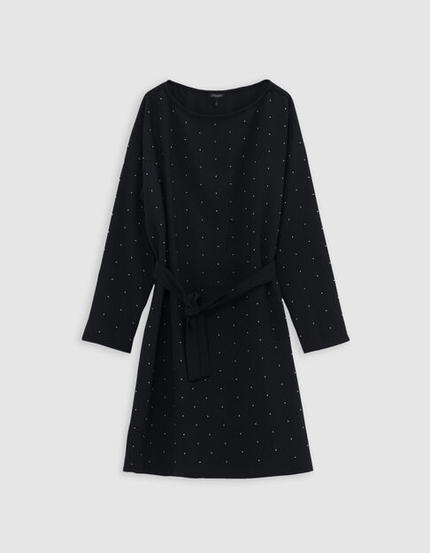 Short black dress with stud decoration Short black dress with stud decoration - IKKS