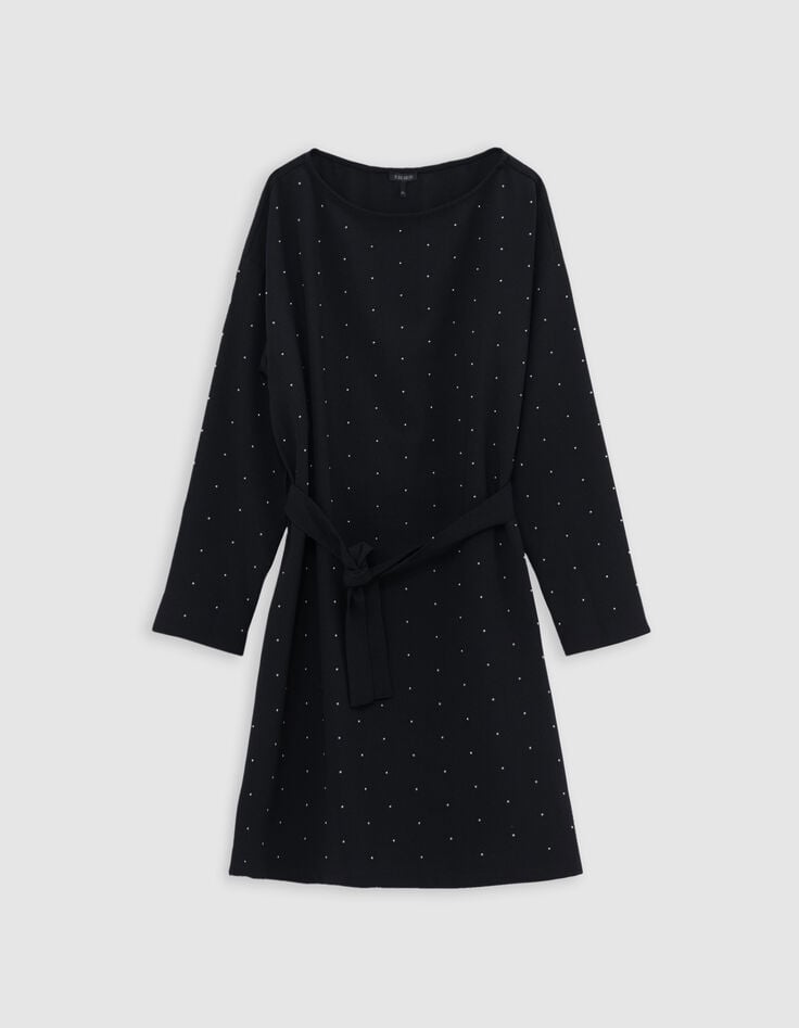 Short black dress with stud decoration-1 Short black dress with stud decoration-1