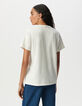 Tee-shirt col rond blanc visuel tête de mort-3