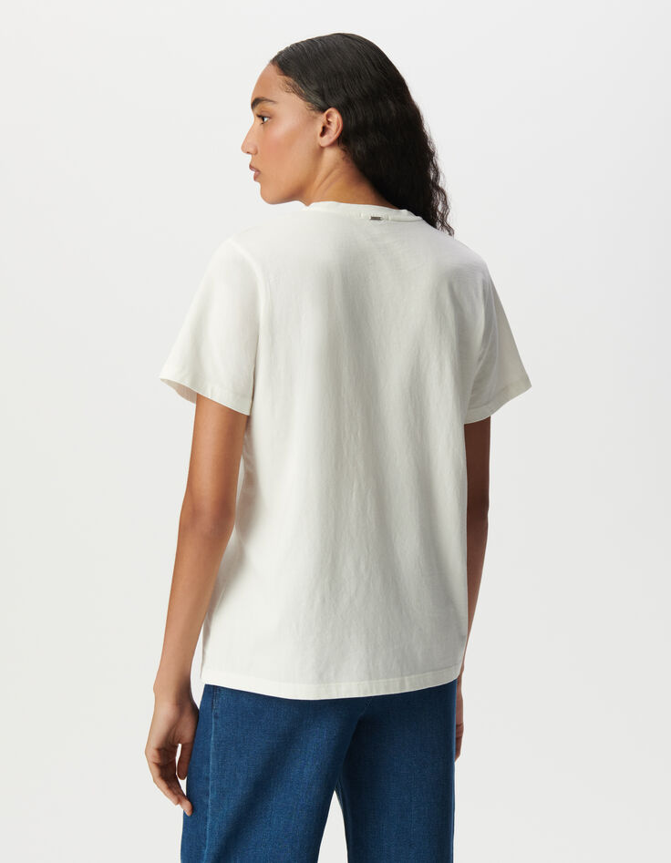 Tee-shirt col rond blanc visuel tête de mort-3