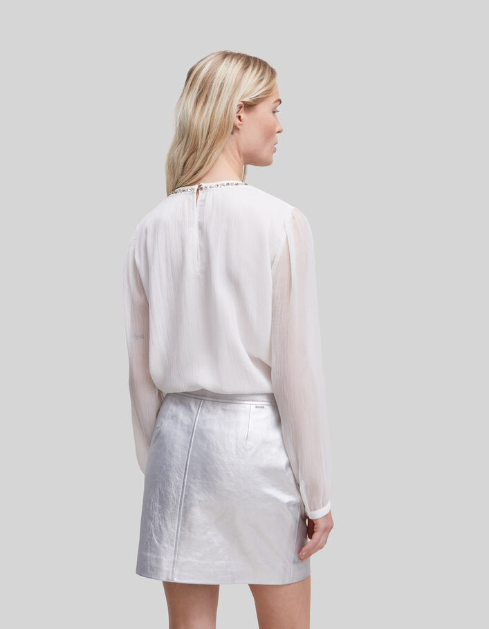 Women's off-white blouse with bead embroidery - IKKS