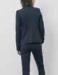 Marineblauer Damenblazer aus Milanostrick mit Kaviarfinish-2