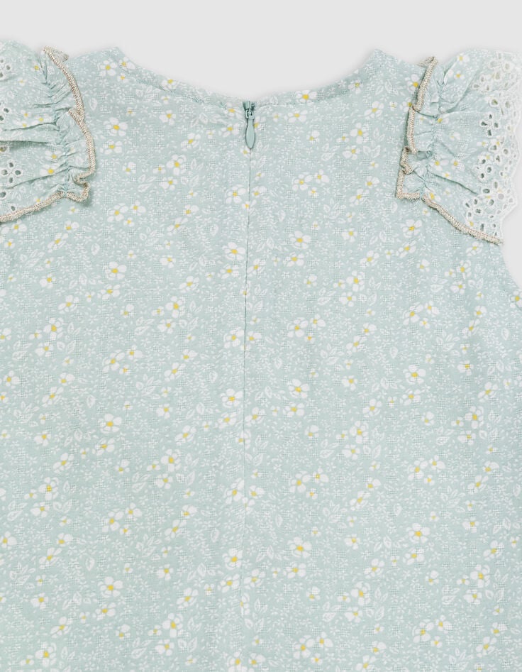 Blouse vert d'eau imprimé floral fille-7