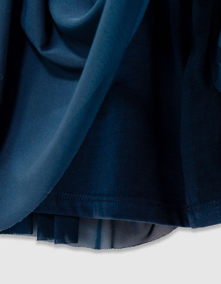 Tweelaags ecru gestreept marineblauw jurkje voor meisjes-5