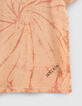 Oranje T-shirt tie and dye-print met tekst-4