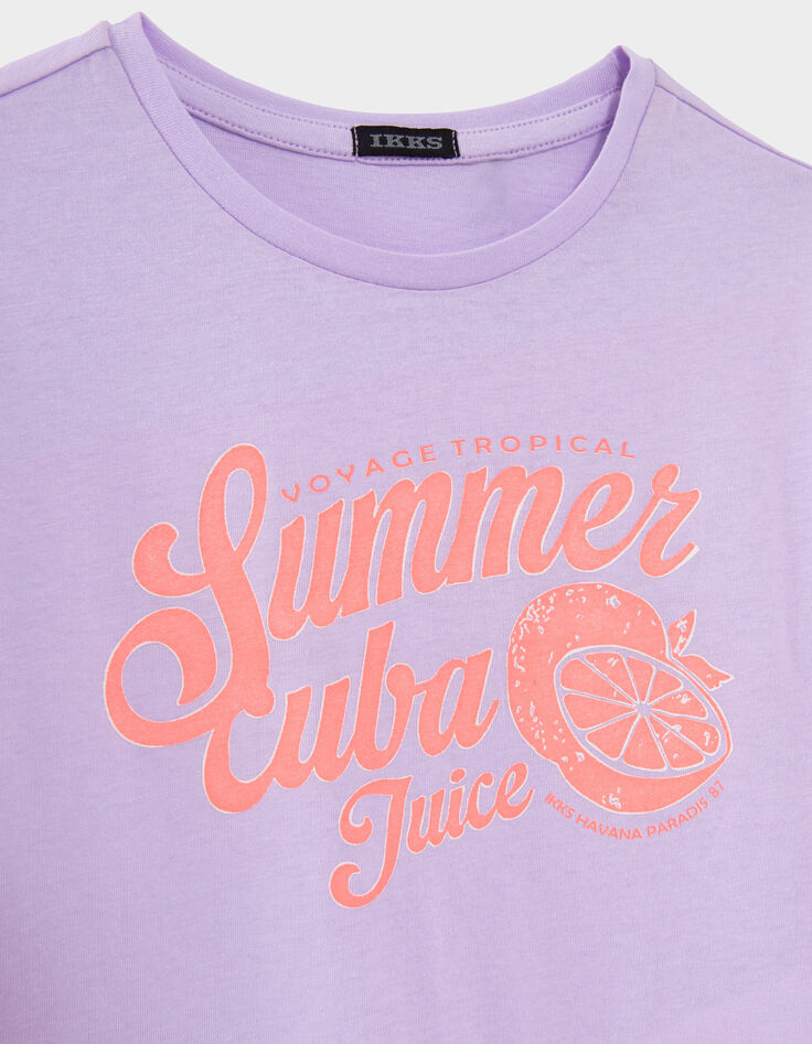 T-shirt lilas message et fruits fluo fille-2