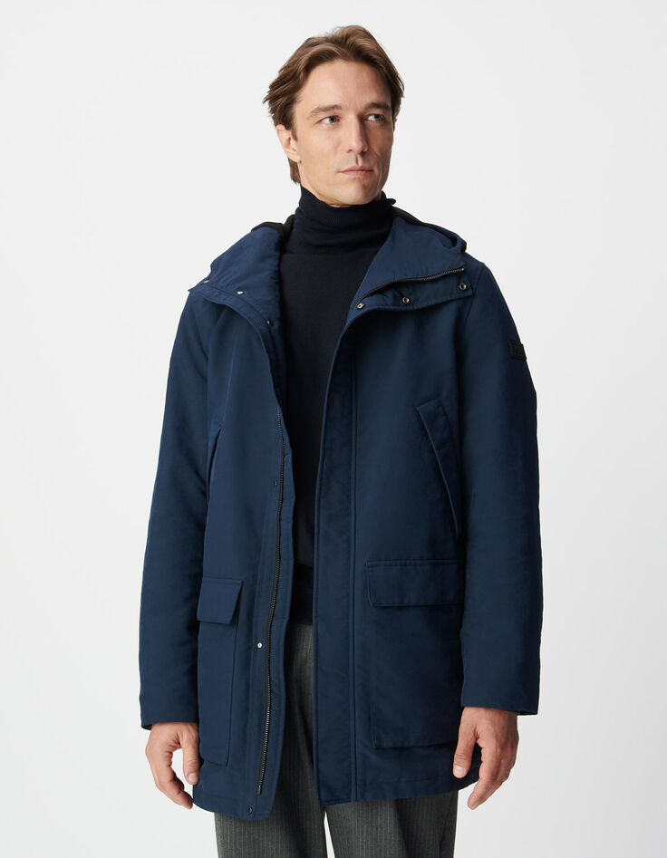Herenparka met fleecevoering in marineblauw-5