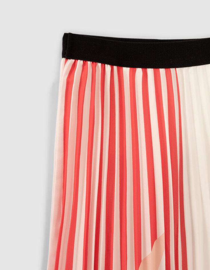 Jupe longue blanche rayée rouge plissée fille-7