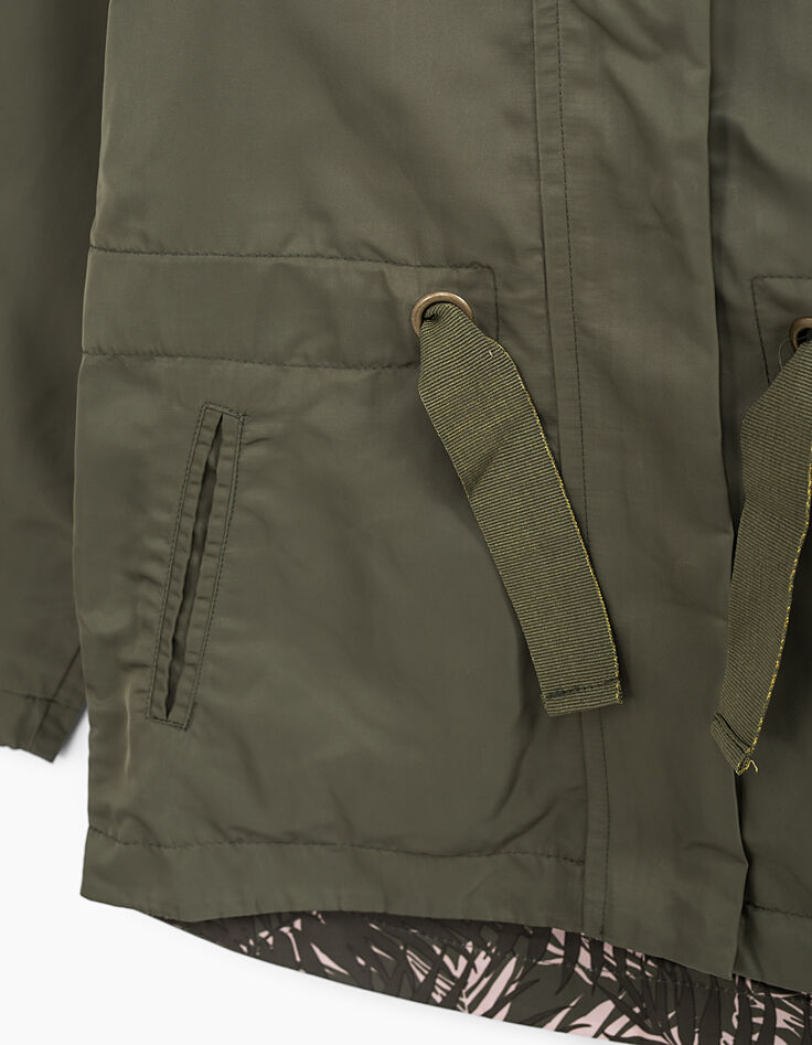 Trench réversible kaki et rose imprimé fille-5