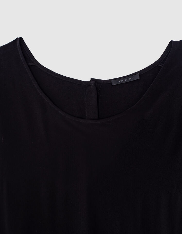 Women’s black crepe buttoned black asymmetric dress - IKKS