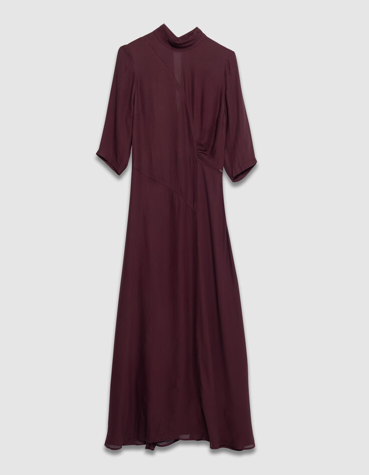 Women’s burgundy high neck long dress-6