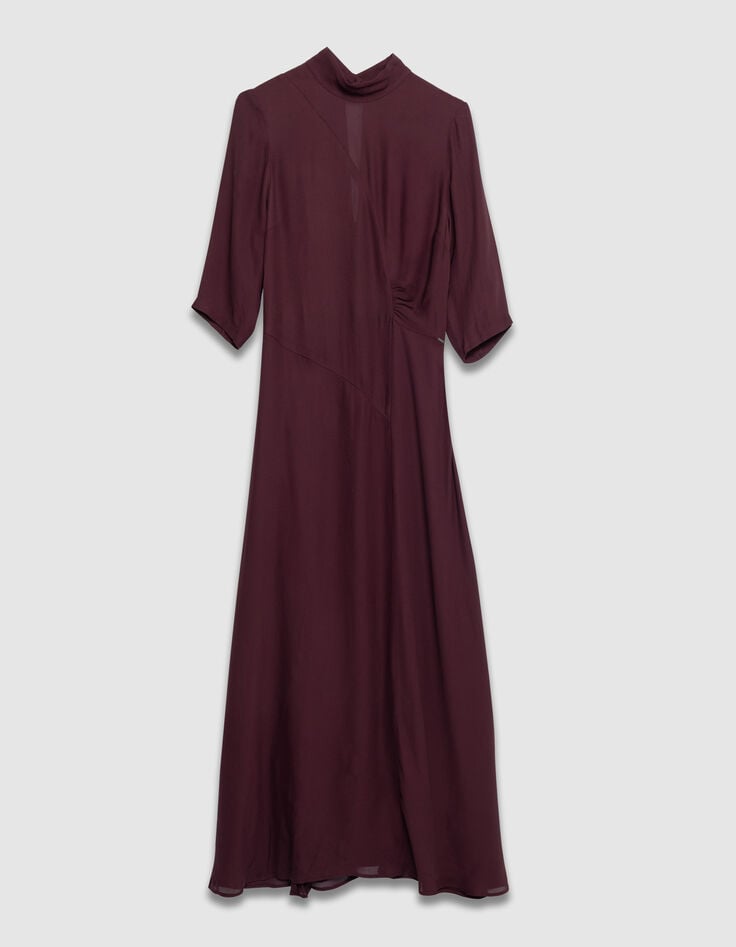 Women’s burgundy high neck long dress-6 Women’s burgundy high neck long dress-6
