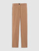 Mujer pantalón recto camel metalizado-6