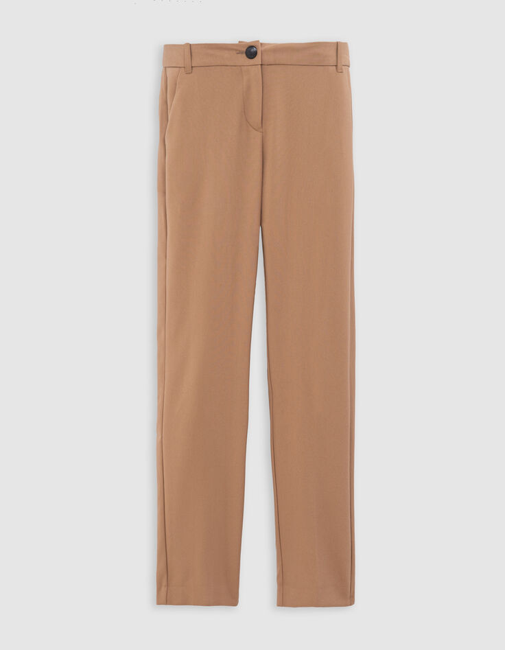 Mujer pantalón recto camel metalizado-6