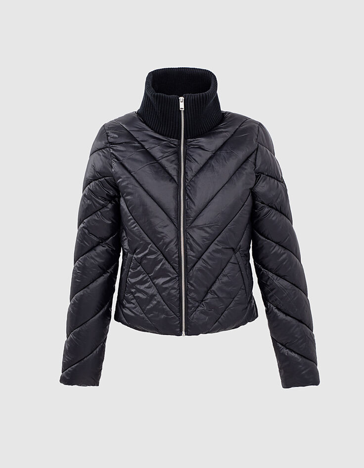 Women&rsquo;s black high-collar short light padded jacket-3