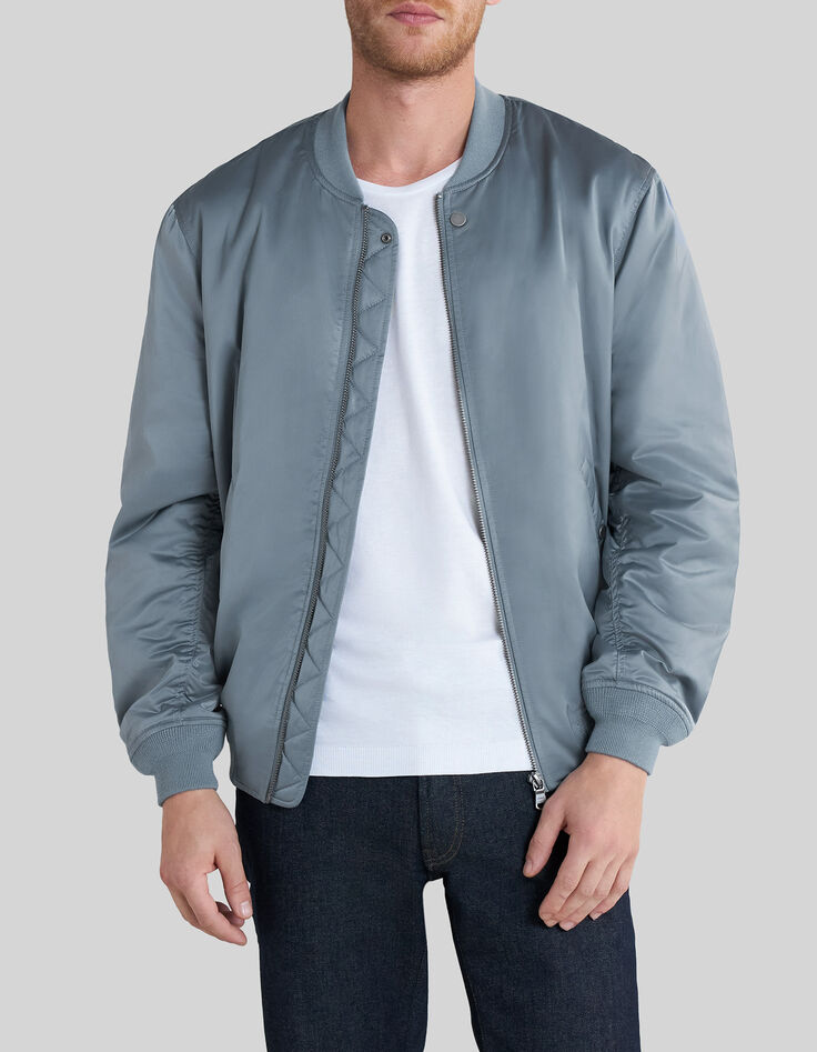 Bomber light blue en nylon satiné Homme-2