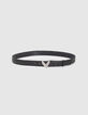 Zwarte leren riem iconische visgraatgesp Dames-5