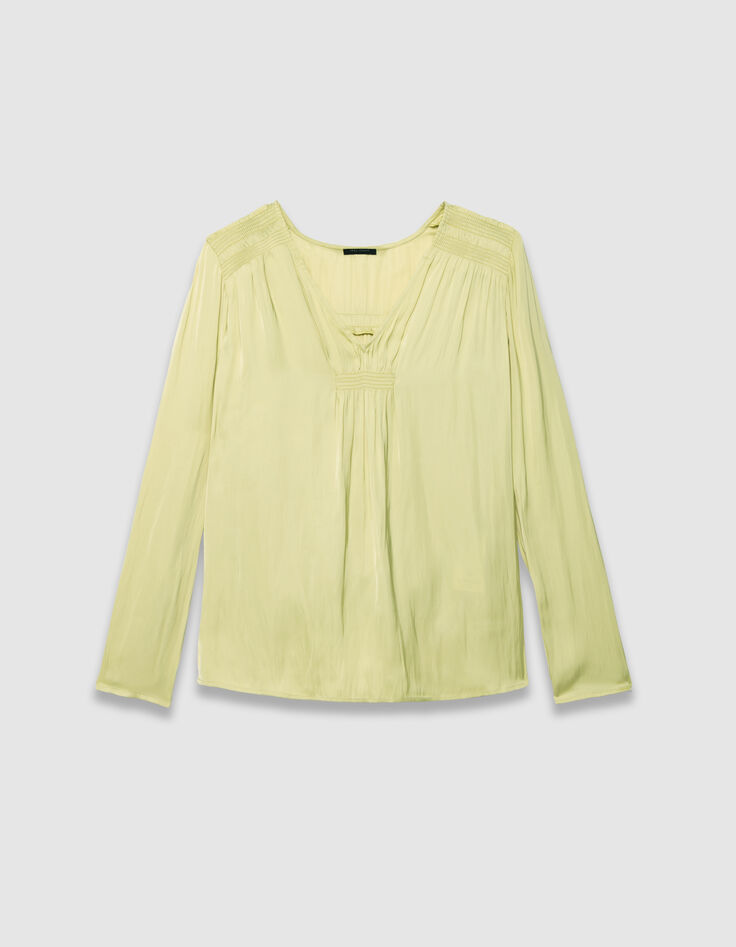 Blouse verte fluide détails smocks Femme-6