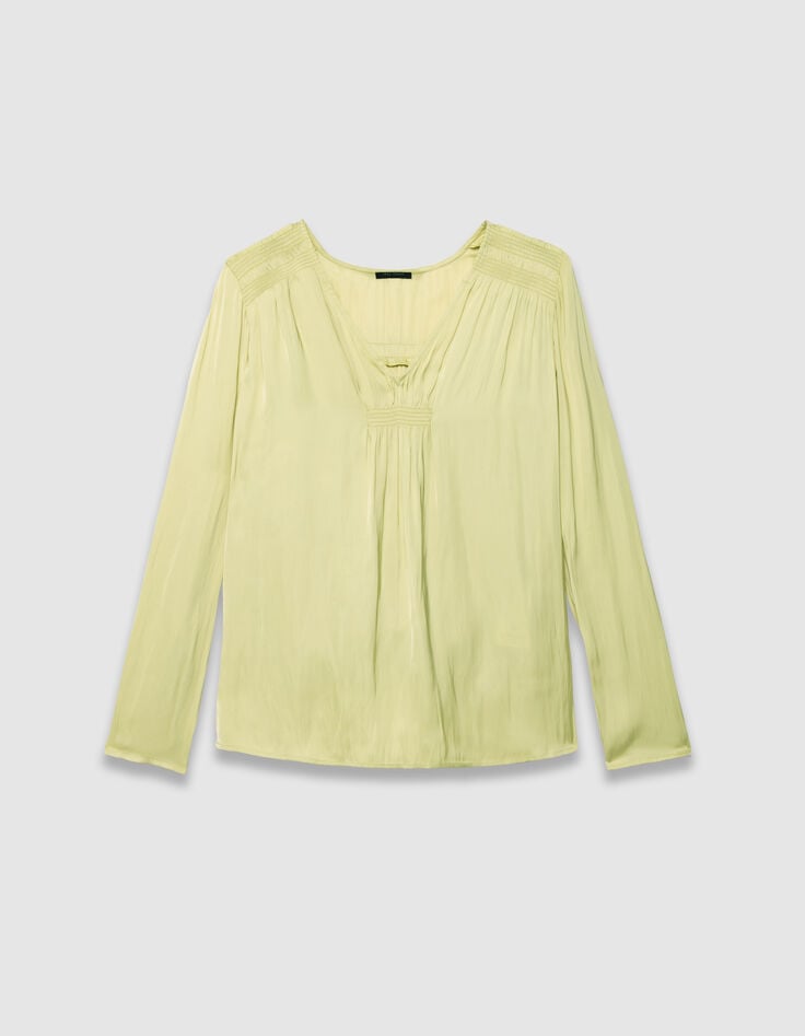 Blouse verte fluide détails smocks Femme-6 Blouse verte fluide détails smocks Femme-6