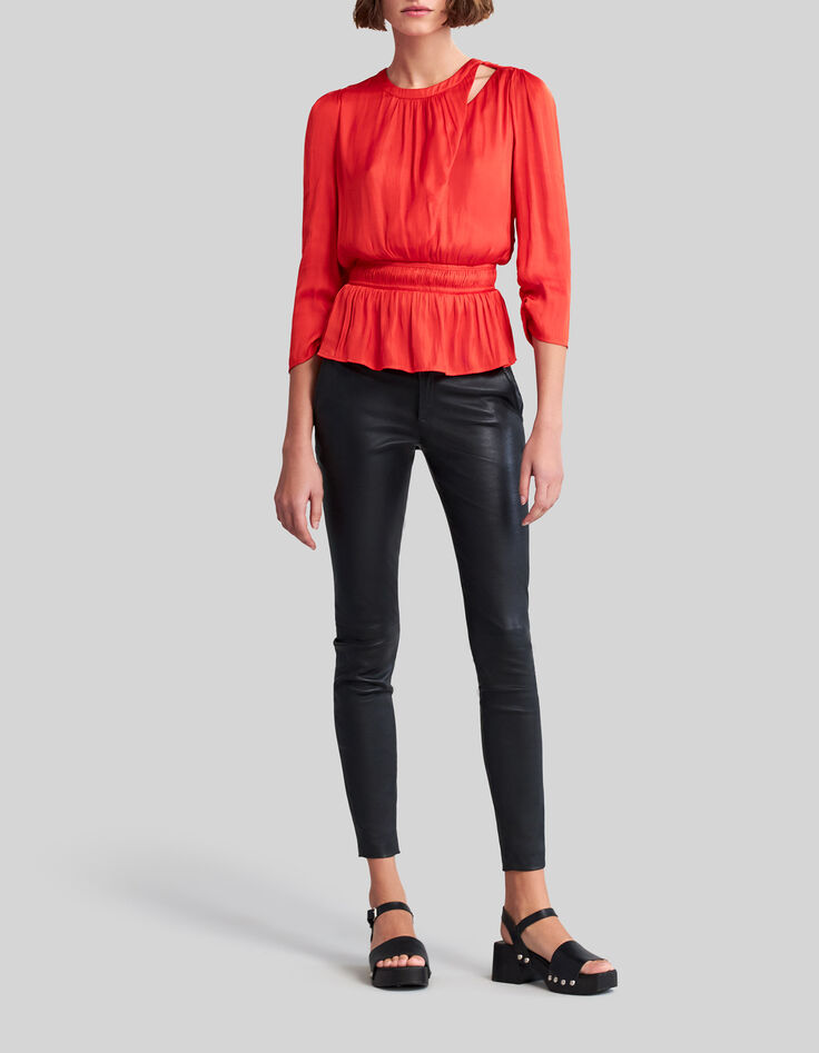 Blouse orange recyclée avec basque Femme-5
