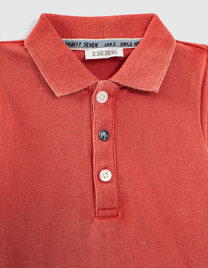 Baby boys’ orange organic cotton polo shirt+print on back - IKKS