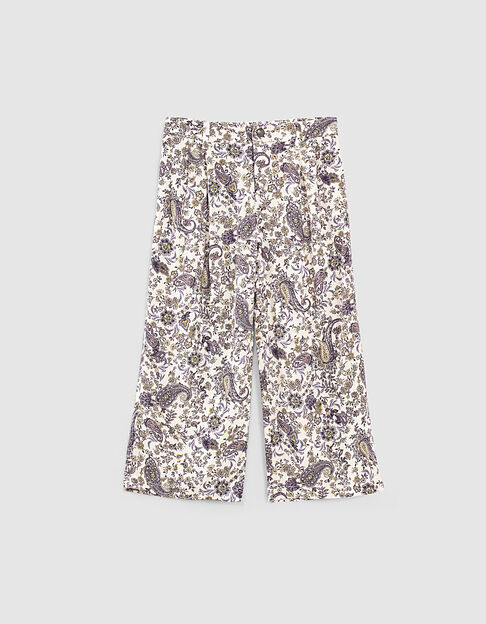 Pantalón ancho crudo Ecovero® con estampado cachemira niña