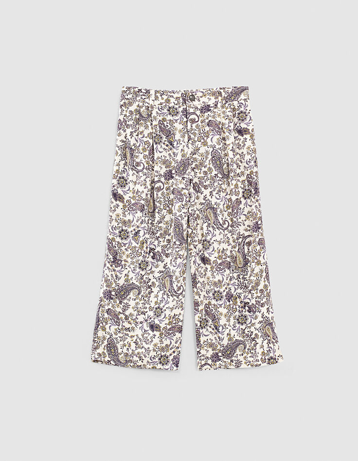 Wijde ecru broek Ecovero® kasjmierprint meisjes-1 Wijde ecru broek Ecovero® kasjmierprint meisjes-1