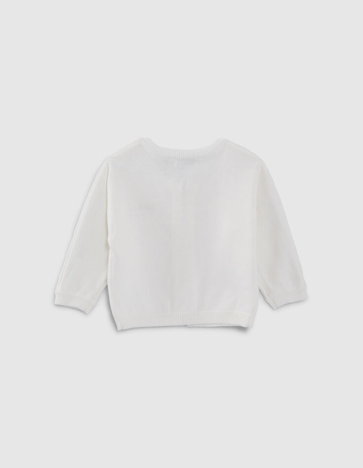 Cardigan &eacute;cru tricot manches ajour&eacute;es b&eacute;b&eacute; fille-3