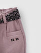 Violette Jogginghose mit Halstuchgürtel für Babymädchen-4