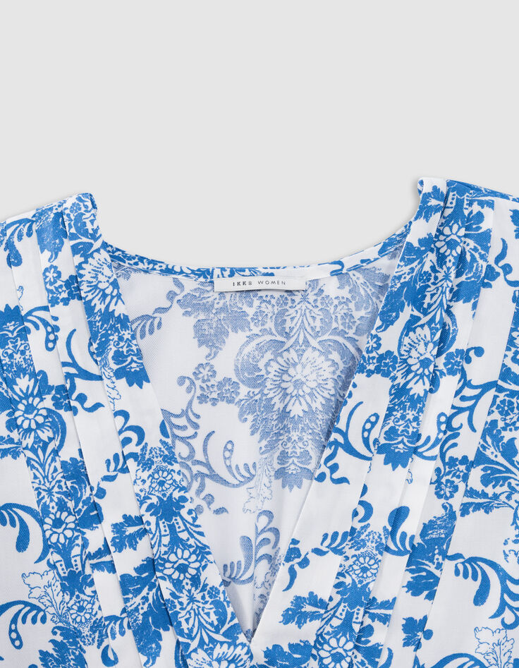 Robe LENZING&trade; ECOVERO&trade; imprim&eacute; fa&iuml;ence bleu Femme-2