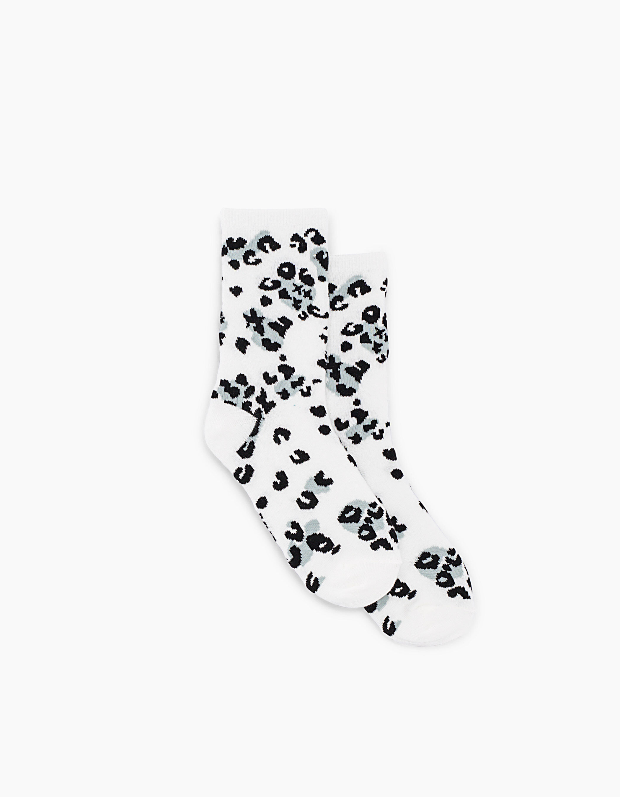 Girls teal blue and off white leopard socks IKKS