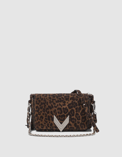 Women’s camel leopard motif suede 111 MEATPACKING bag - IKKS