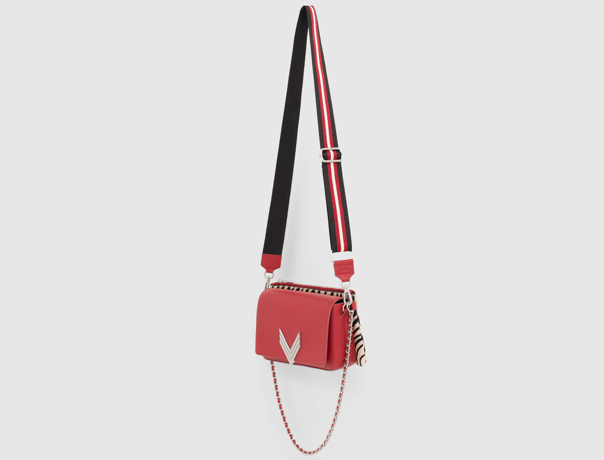 Le 111 Scarlett cuir d agneau rouge et cuir de vachette pony zebre femme IKKS