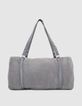 Blaugraue Bowlingtasche aus Wildleder Gr&ouml;&szlig;e L-3