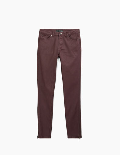 Rote Slim-Sculpt-up-Damenjeans aus beschichtetem Material - IKKS