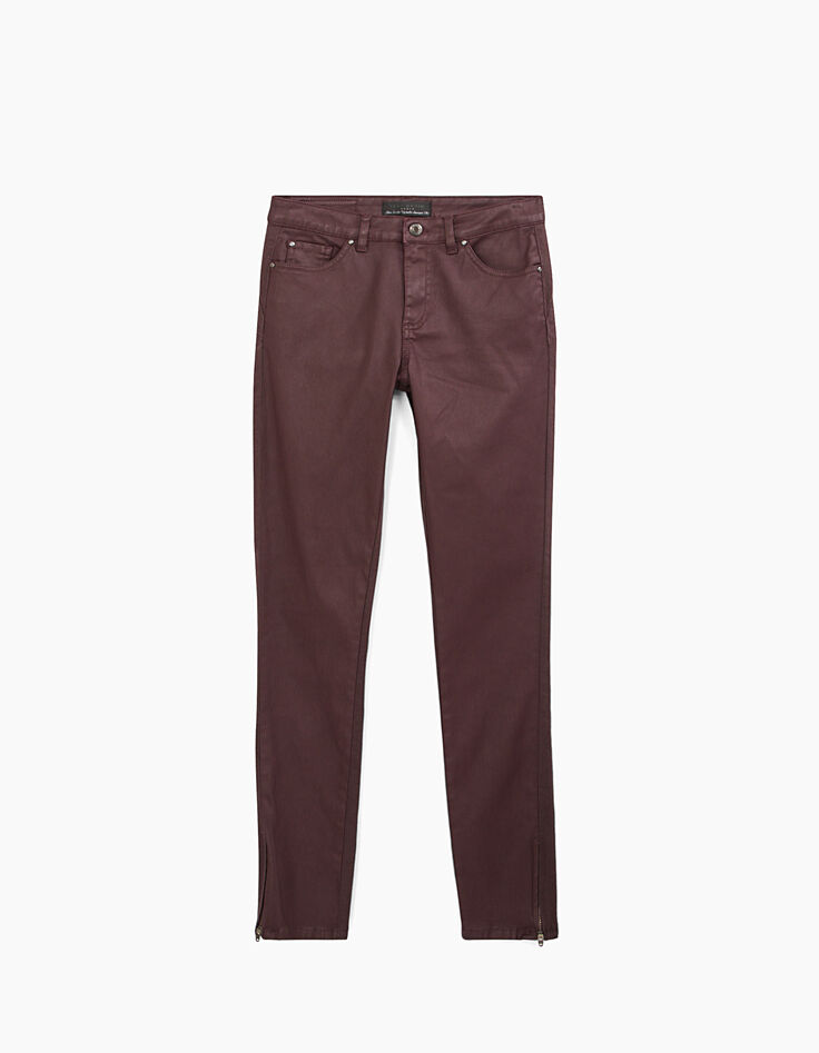 Rote Slim-Sculpt-up-Damenjeans aus beschichtetem Material-1