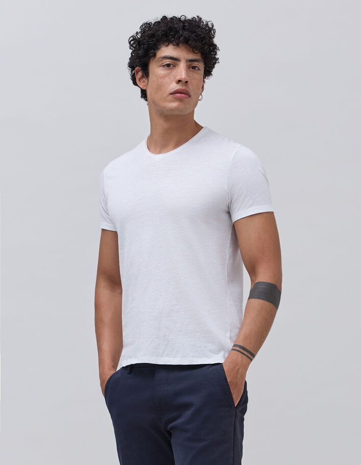 T-shirt L'Essentiel blanc col V Homme