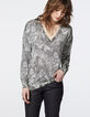 Pull col V imprimé tropical floral métallisé femme-2