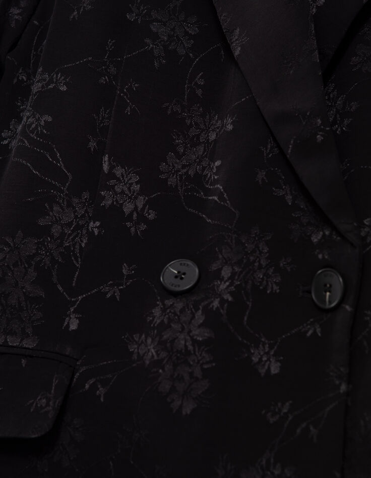 Women’s black plant motif jacquard suit jacket-8