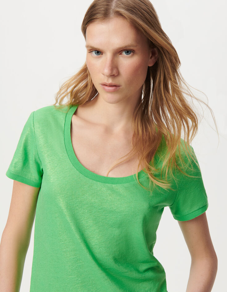 Camiseta manga corta verde irisado-4