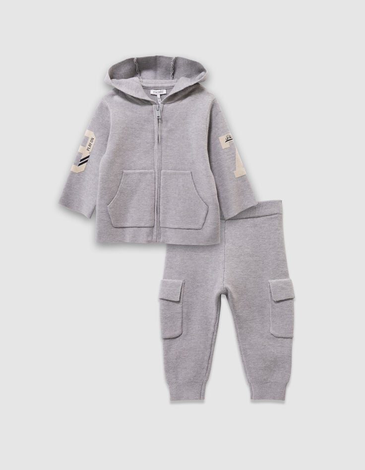 Ensemble cardigan et pantalon gris tricot bébé garçon-8 Ensemble cardigan et pantalon gris tricot bébé garçon-8