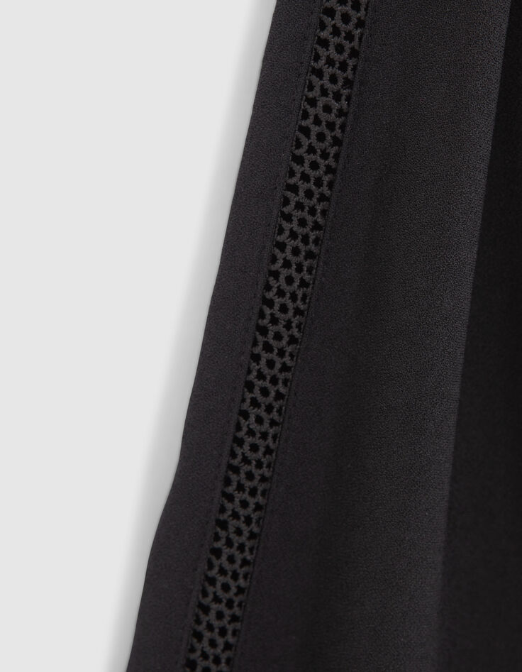 Robe chemise noire recyclée détail guipure Femme-5